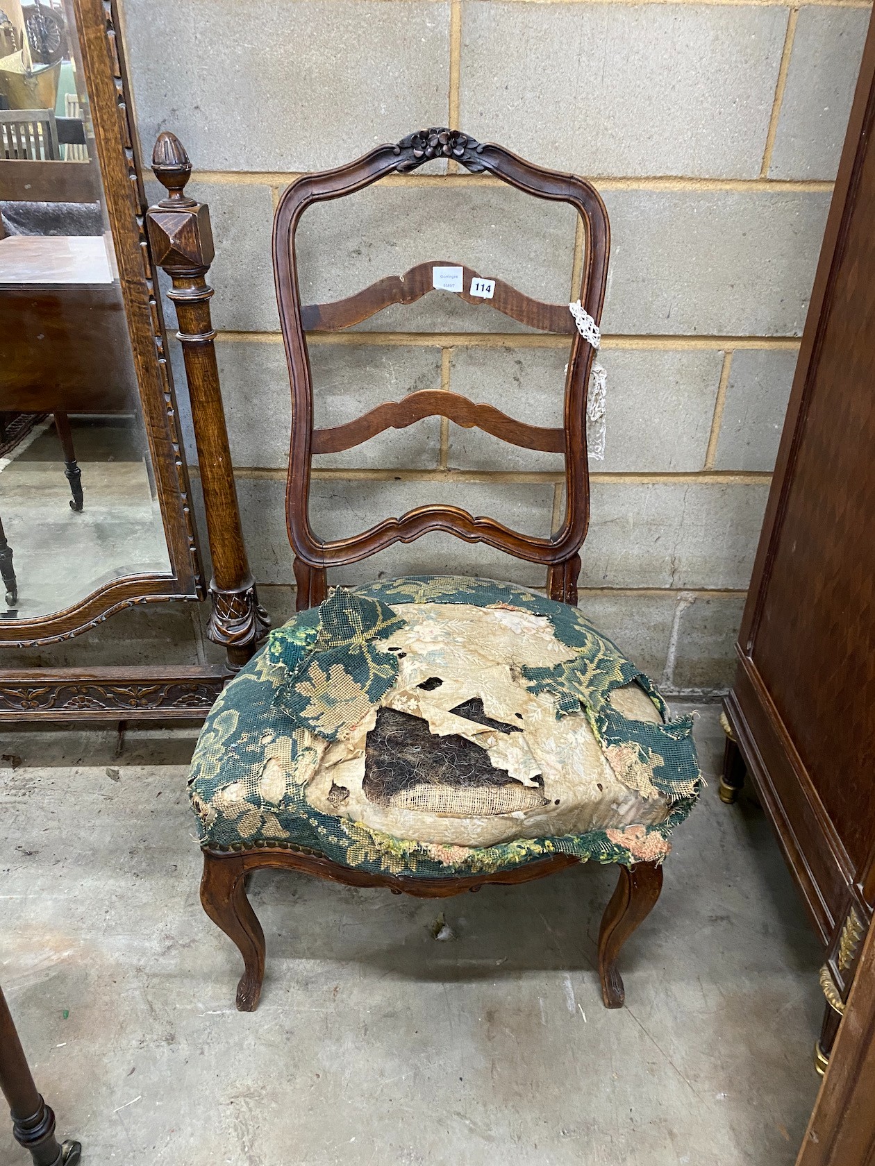 An 18th century Swiss provincial side chair, height 103cm